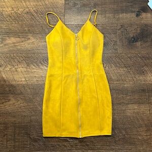 Mustard Suede Zip Dress Size Small